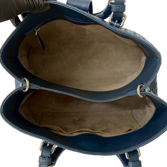 BOTTEGA VENETA Blue Leather Intrecciato Shoulder Bag - Picture 9 of 10